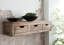 Mensola In Legno Di Sheesham / Palissandro 98x25x20 Grigio Scuro Oliato NATURE GREY #067