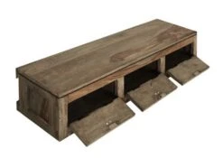 Mensola In Legno Di Sheesham / Palissandro 98x25x20 Grigio Scuro Oliato NATURE GREY #068 -Massivmoebel24 09 350 550 0168 3