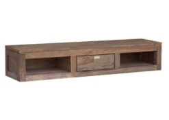 Scaffale In Legno Di Sheesham / Palissandro 110x25x20 Grigio Scuro Oliato NATURE GREY #0107 -Massivmoebel24 09 350 550 3007 9