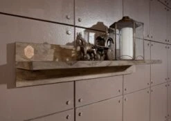 Mensola In Legno Di Sheesham / Palissandro 132x25x20 Grigio Scuro Oliato NATURE GREY #0111