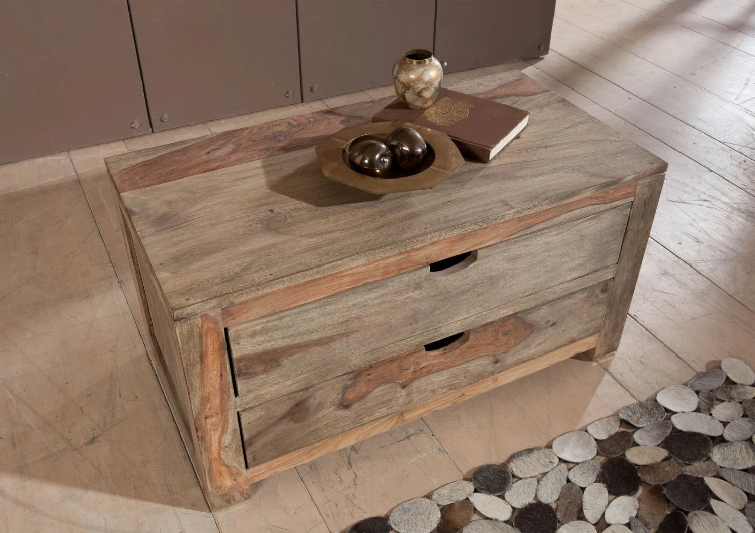 NATURE GREY #0124 Cassettiera In Legno Di Sheesham - Oliato / Grigio 87x45x45 4 NATURE GREY #0124 Cassettiera In Legno Di Sheesham - Oliato / Grigio 87x45x45 - immagine 2