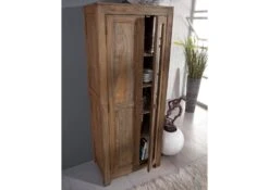 Scaffale In Legno Di Sheesham / Palissandro 70x45x180 Grigio Scuro Oliato NATURE GREY #0125 -Massivmoebel24 09 350 550 3025 3