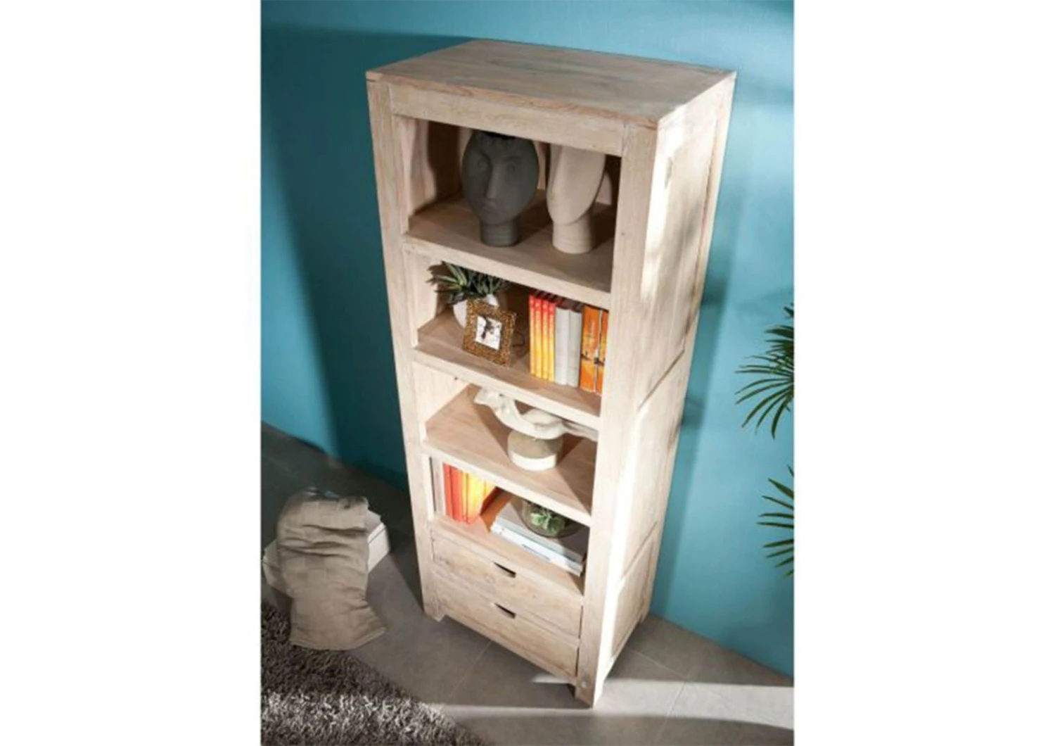 Scaffale In Legno Di Acacia 65x42x180 Pietra Bianca Sbiancato NATURE WHITE #50 5 Scaffale In Legno Di Acacia 65x42x180 Pietra Bianca Sbiancato NATURE WHITE #50 - immagine 3