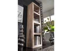 Scaffale In Legno Di Acacia 48x35x174 Pietra Bianca Sbiancato NATURE WHITE #52 -Massivmoebel24 09 350 552 0052 03