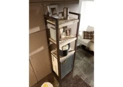 Scaffale In Legno Di Mango 60x40x180 Mango Naturale Stampato FACTORY #104 -Massivmoebel24 09 350 559 0104 4