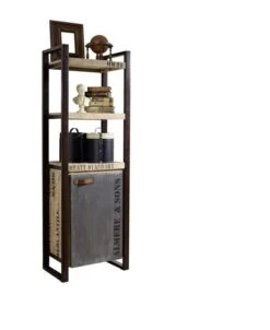 Scaffale In Legno Di Mango 60x40x180 Mango Naturale Stampato FACTORY #104 -Massivmoebel24 09 350 559 0104 9