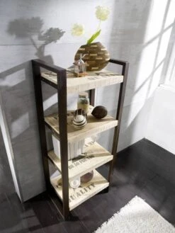 Scaffale In Legno Di Mango 60x40x140 Mango Naturale Stampato FACTORY #107 -Massivmoebel24 09 350 559 0107 4