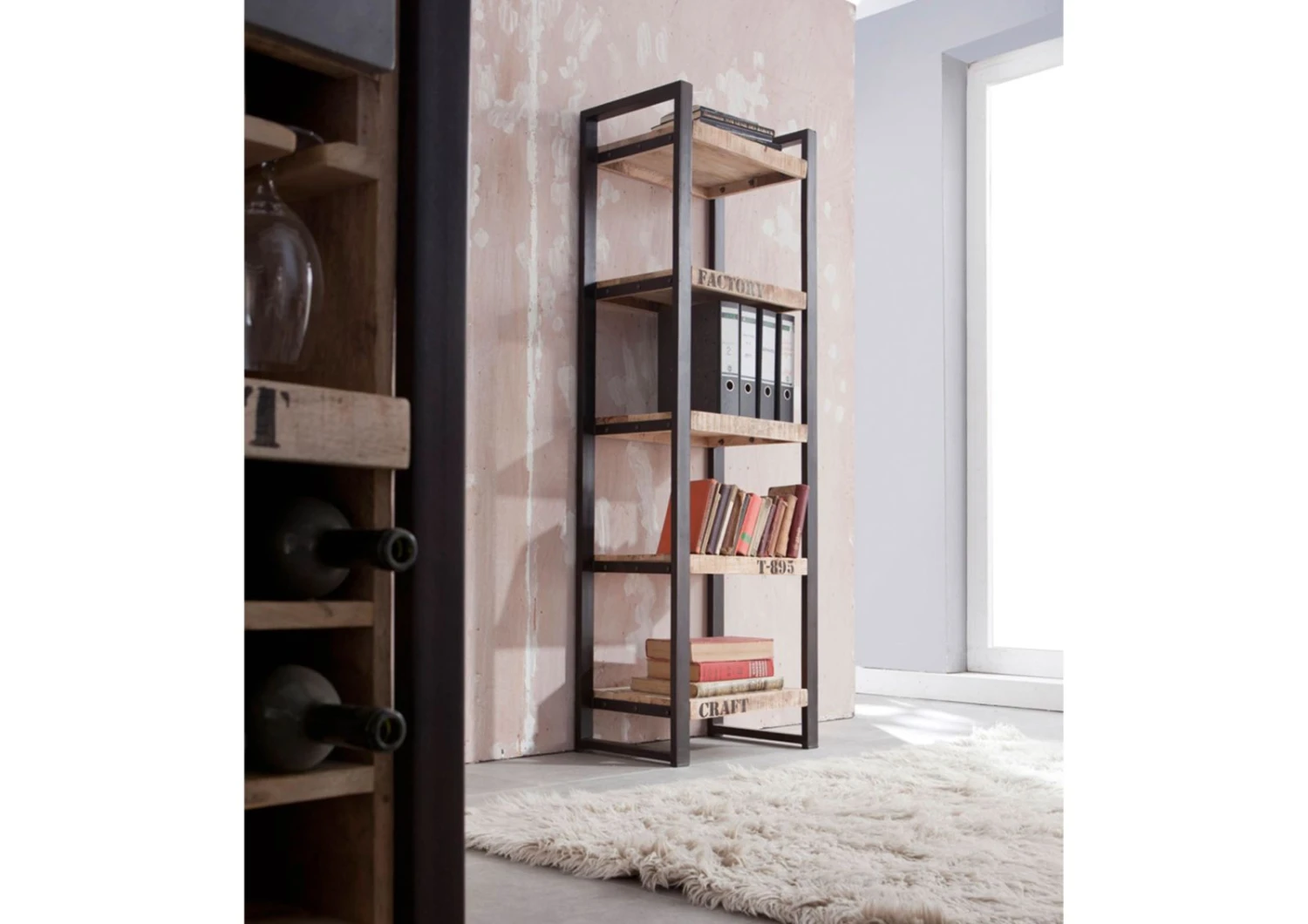 Scaffale In Legno Di Mango 60x40x180 Mango Naturale Stampato FACTORY #108 6 Scaffale In Legno Di Mango 60x40x180 Mango Naturale Stampato FACTORY #108 - immagine 4