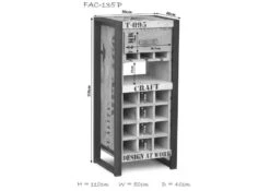 Porta Bottiglie In Legno Di Mango 51x40x110 Mango Naturale Stampato FACTORY #135 -Massivmoebel24 09 350 559 0135 8