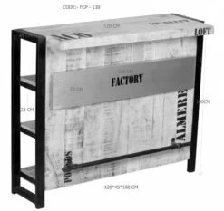 FACTORY #140 Mobile Cantinetta In Legno Di Mango E Ferro - Stampato 120x45x100 -Massivmoebel24 09 350 559 1030 8
