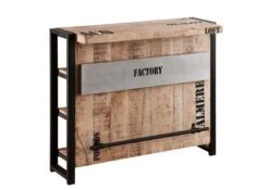 FACTORY #140 Mobile Cantinetta In Legno Di Mango E Ferro - Stampato 120x45x100 -Massivmoebel24 09 350 559 1030 9