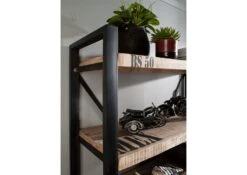 Scaffale In Legno Di Mango 120x40x180 Mango Naturale Stampato FACTORY #132 -Massivmoebel24 09 350 559 1032 3