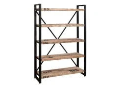 Scaffale In Legno Di Mango 120x40x180 Mango Naturale Stampato FACTORY #132 -Massivmoebel24 09 350 559 1032 9