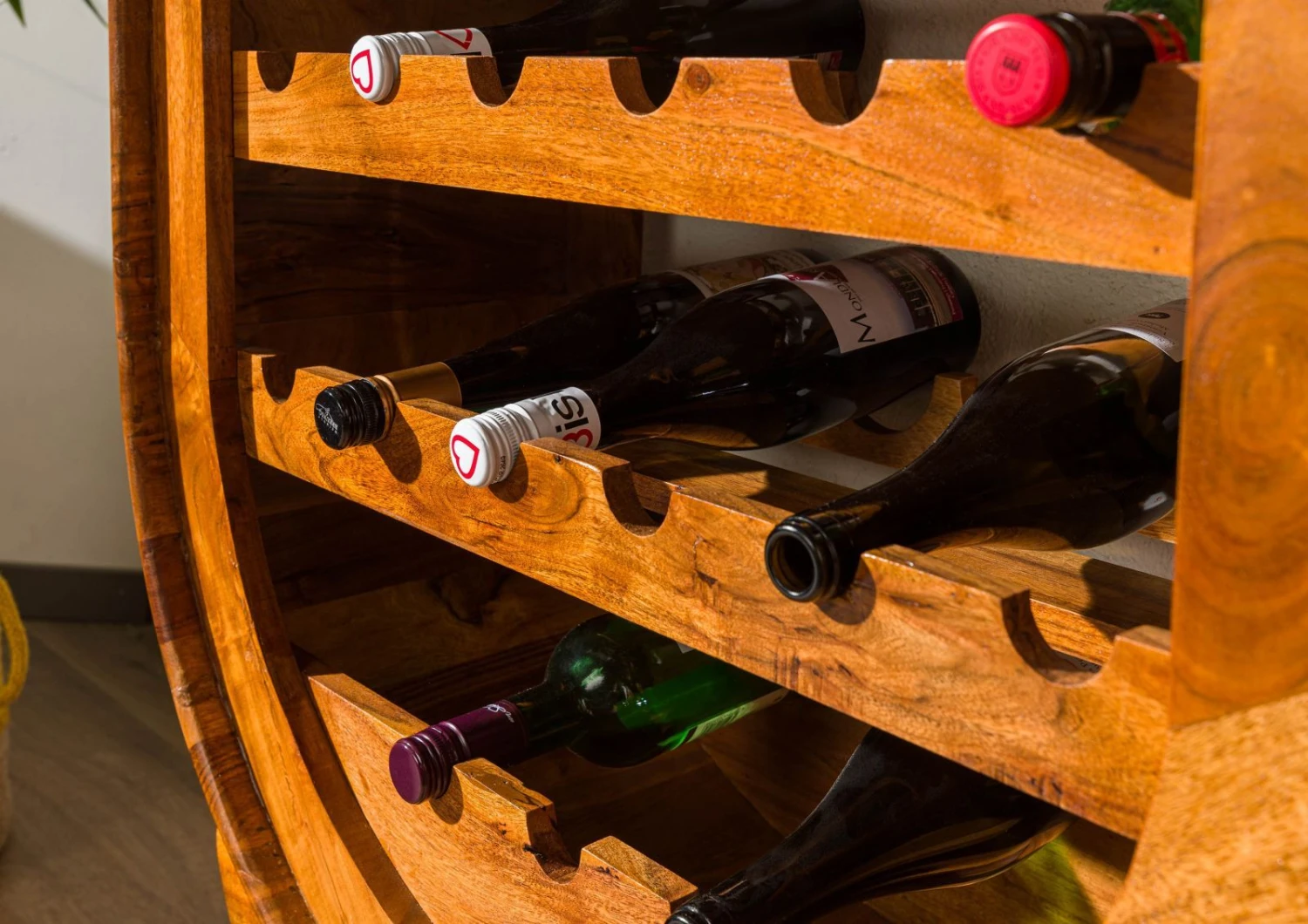 Porta Bottiglie In Legno Di Acacia 67x35x120 Miele Dorato Laccato OXFORD #0533 8 Porta Bottiglie In Legno Di Acacia 67x35x120 Miele Dorato Laccato OXFORD #0533 - immagine 6