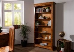 Scaffale In Legno Di Acacia 97x35x200 Miele Dorato Laccato OXFORD #0421