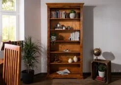 Scaffale In Legno Di Acacia 97x35x200 Miele Dorato Laccato OXFORD #0421 -Massivmoebel24 09 350 610 4521 3