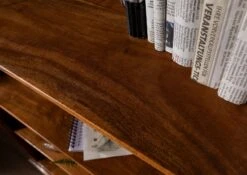 Scaffale In Legno Di Acacia 97x35x200 Miele Dorato Laccato OXFORD #0421 -Massivmoebel24 09 350 610 4521 4