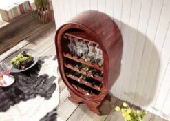 OXFORD #533 Portabottiglie In Legno Di Acacia - Laccato / Nougat 67x35x120 -Massivmoebel24 09 350 620 0P45 3