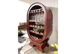 OXFORD #533 Portabottiglie In Legno Di Acacia - Laccato / Nougat 67x35x120 -Massivmoebel24 09 350 620 0P45 4