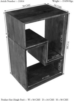 Scaffale In Legno Di Acacia 50x35x50 Nougat Laccato OXFORD #22 -Massivmoebel24 09 350 620 2101 8