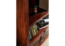 Scaffale In Legno Di Acacia 98x40x148 Nougat Laccato OXFORD #1006 -Massivmoebel24 09 350 620 9006 04