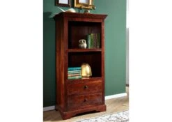 Scaffale In Legno Di Acacia 68x44x140 Nougat Laccato OXFORD #1010 -Massivmoebel24 09 350 620 9010 3