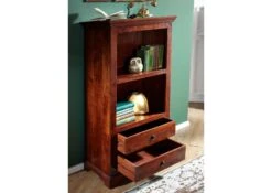 Scaffale In Legno Di Acacia 68x44x140 Nougat Laccato OXFORD #1010 -Massivmoebel24 09 350 620 9010 4