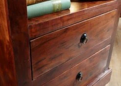 Scaffale In Legno Di Acacia 68x44x140 Nougat Laccato OXFORD #1010 -Massivmoebel24 09 350 620 9010 5