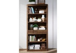 Scaffale In Legno Di Shesham / Acacia 88x40x205 Smoked Cherry Tinto TORONTO #118 -Massivmoebel24 09 350 665 0019 3