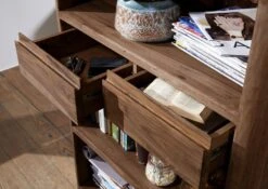 Scaffale In Legno Di Shesham / Acacia 88x40x205 Smoked Cherry Tinto TORONTO #118 -Massivmoebel24 09 350 665 0019 4