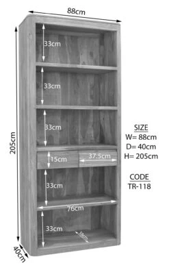 Scaffale In Legno Di Shesham / Acacia 88x40x205 Smoked Cherry Tinto TORONTO #118 -Massivmoebel24 09 350 665 0019 8