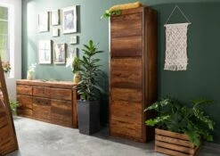 TORONTO #236 Armadio In Legno Di Sheesham - Cerato / Noce 70x200x37