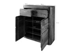 TORONTO #238 Comò In Legno Di Sheesham - Cerato / Noce 100x37x111 -Massivmoebel24 09 350 665 1038 08