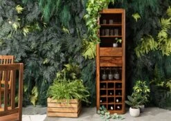 Porta Bottiglie In Legno Di Shesham / Acacia 50x36x180 Noce Cerato TORONTO #249 -Massivmoebel24 09 350 665 1049 3