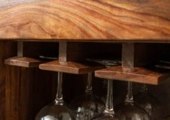 Porta Bottiglie In Legno Di Shesham / Acacia 50x36x180 Noce Cerato TORONTO #249 -Massivmoebel24 09 350 665 1049 5