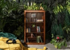 Scaffale In Legno Di Shesham / Acacia 65x18x110 Noce Cerato TORONTO #250 -Massivmoebel24 09 350 665 1050 3