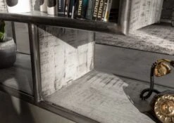 Scaffale In Legno Di Mango 183x40x90 Grigio Scuro Laccato HEAVY INDUSTRY #106 -Massivmoebel24 09 350 677 0004 4