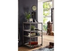 Scaffale In Legno Di Mango 61x46x100 Grigio Scuro Laccato HEAVY INDUSTRY #111