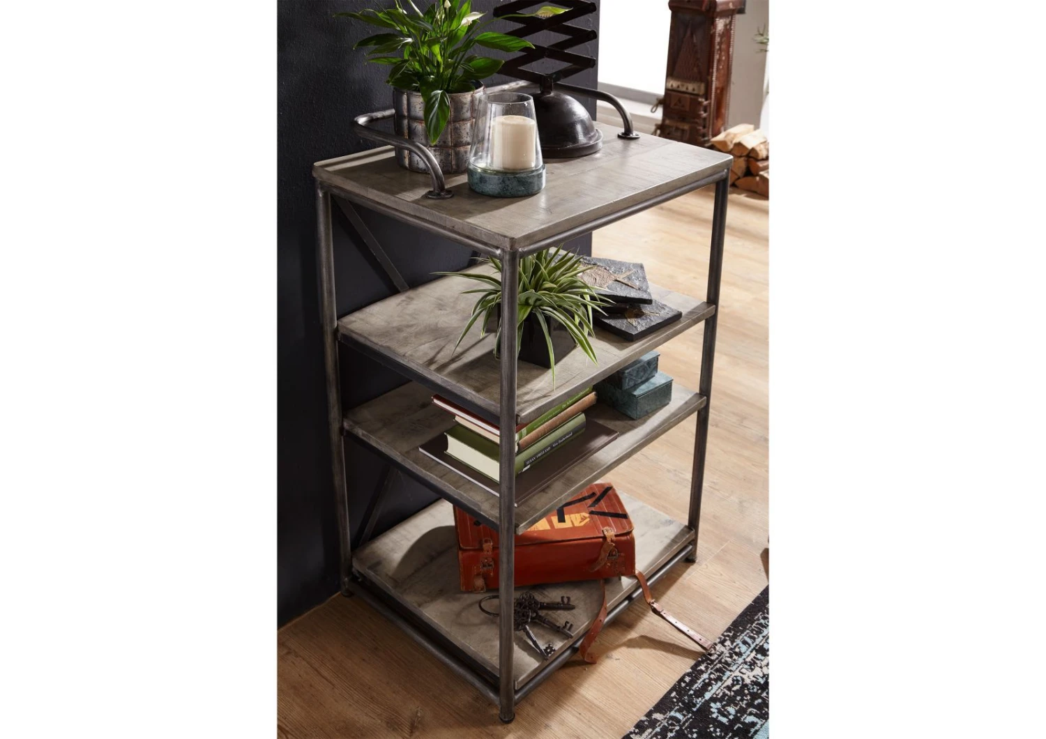 Scaffale In Legno Di Mango 61x46x100 Grigio Scuro Laccato HEAVY INDUSTRY #111 4 Scaffale In Legno Di Mango 61x46x100 Grigio Scuro Laccato HEAVY INDUSTRY #111 - immagine 2