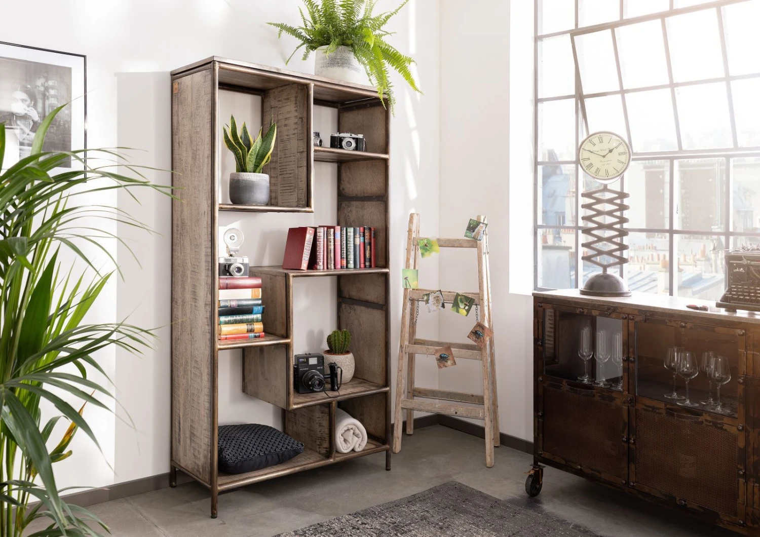 Scaffale In Legno Di Mango 90x40x180 Marrone Laccato HEAVY INDUSTRY #207 3 Scaffale In Legno Di Mango 90x40x180 Marrone Laccato HEAVY INDUSTRY #207