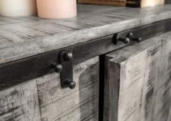 Scaffale In Legno Di Mango 92x40x183 Grigio Scuro Laccato TOKYO -Massivmoebel24 09 350 678 1009 5
