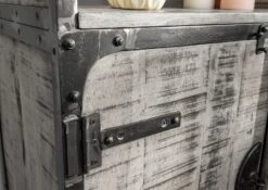 Scaffale In Legno Di Mango 92x40x183 Grigio Scuro Laccato TOKYO -Massivmoebel24 09 350 678 1009 6