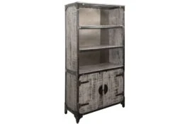 Scaffale In Legno Di Mango 92x40x183 Grigio Scuro Laccato TOKYO -Massivmoebel24 09 350 678 1009 9