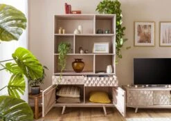 Scaffale In Legno Di Acacia 115x42x185 Bianco Laccato MOSAYK #204 15 Scaffale In Legno Di Acacia 115x42x185 Bianco Laccato MOSAYK #204 -Massivmoebel24 09 350 689 0204 4