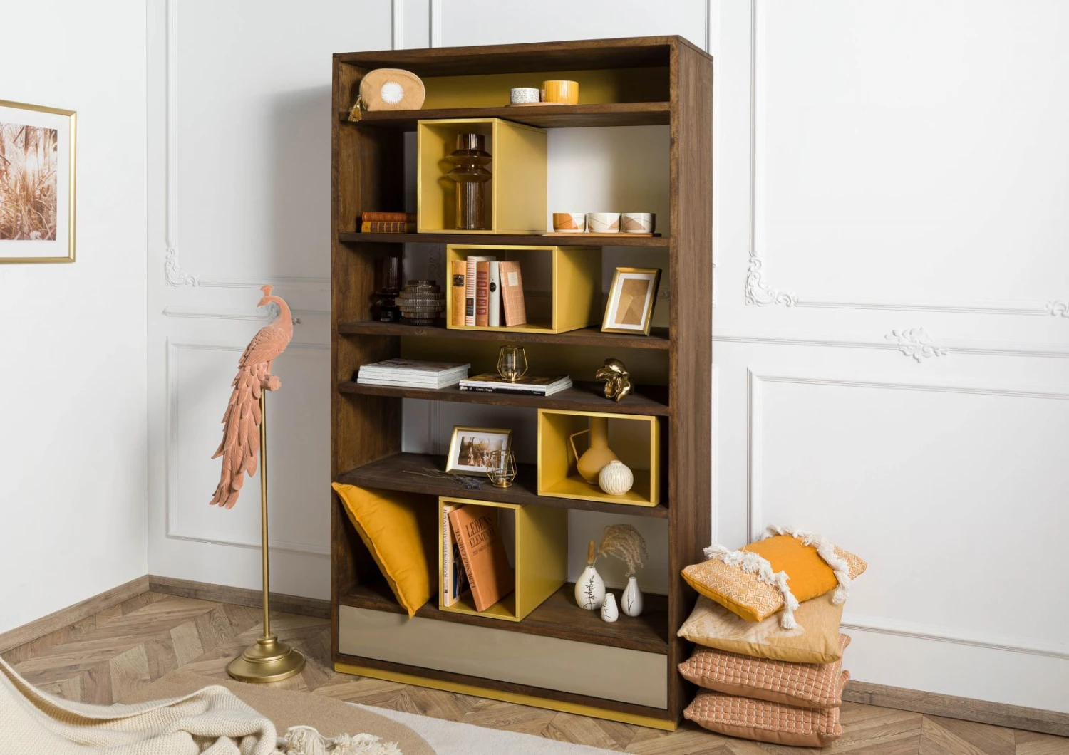 CHICAGO #111 Scaffale In Legno Di Mango - Oliato / Marrone 111x40x193 4 CHICAGO #111 Scaffale In Legno Di Mango - Oliato / Marrone 111x40x193 - immagine 2