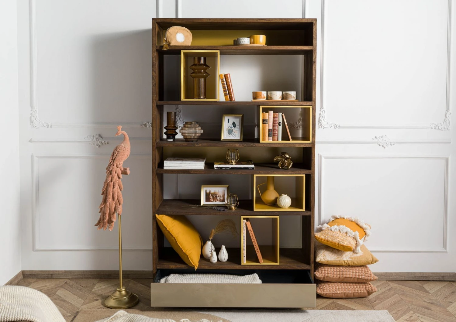 CHICAGO #111 Scaffale In Legno Di Mango - Oliato / Marrone 111x40x193 5 CHICAGO #111 Scaffale In Legno Di Mango - Oliato / Marrone 111x40x193 - immagine 3