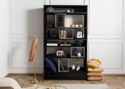 CHICAGO #211 Scaffale In Legno Di Mango - Oliato / Antracite 111x40x193