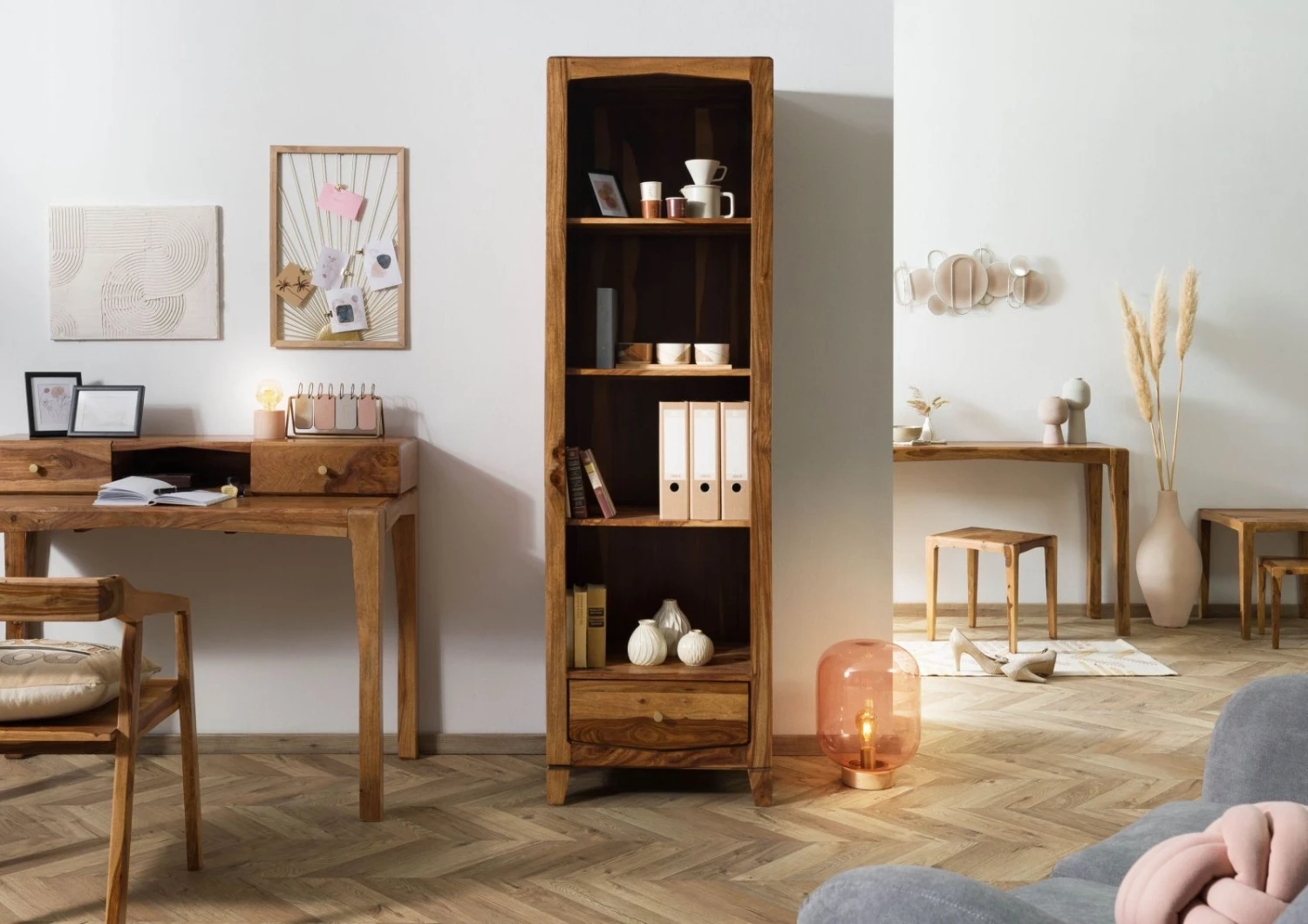 ANCONA #140 Scaffale In Legno Di Sheesham - Laccato / Marrone 60x45x200 3 ANCONA #140 Scaffale In Legno Di Sheesham - Laccato / Marrone 60x45x200