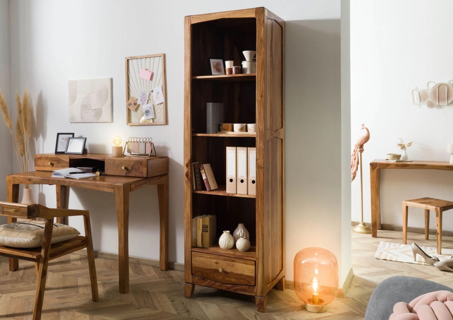 ANCONA #140 Scaffale In Legno Di Sheesham - Laccato / Marrone 60x45x200 4 ANCONA #140 Scaffale In Legno Di Sheesham - Laccato / Marrone 60x45x200 - immagine 2