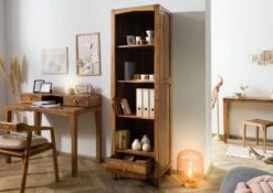 ANCONA #140 Scaffale In Legno Di Sheesham - Laccato / Marrone 60x45x200 14 ANCONA #140 Scaffale In Legno Di Sheesham - Laccato / Marrone 60x45x200 -Massivmoebel24 09 350 699 1040 03